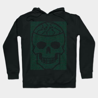 Cool Hacker Design Green Hexdump with Carved Out Skull Hoodie